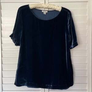 Sundance blue velvet tshirt, short sleeves, and a relaxed fit